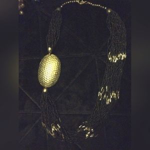 Black and Gold Beaded Necklace